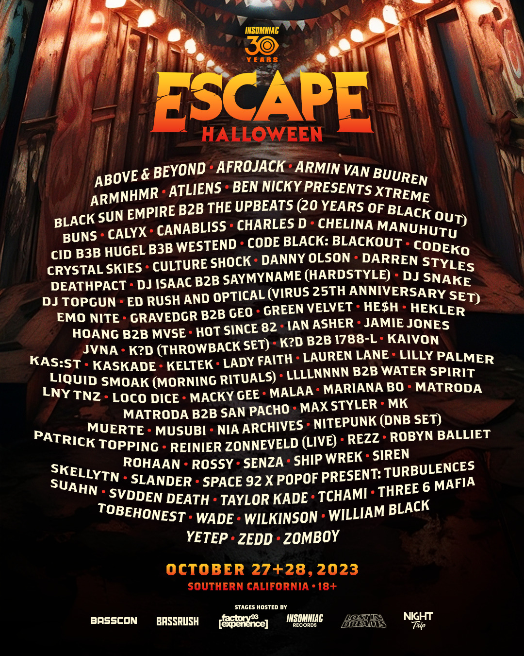 Insomniac announces huge lineup for Escape Halloween 2023 Nerd Reactor