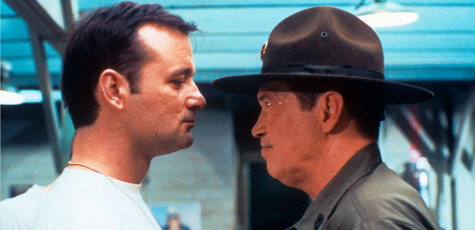 Bill Murray as John Winger and Warren Oates as Sgt. Hulka in Stripes