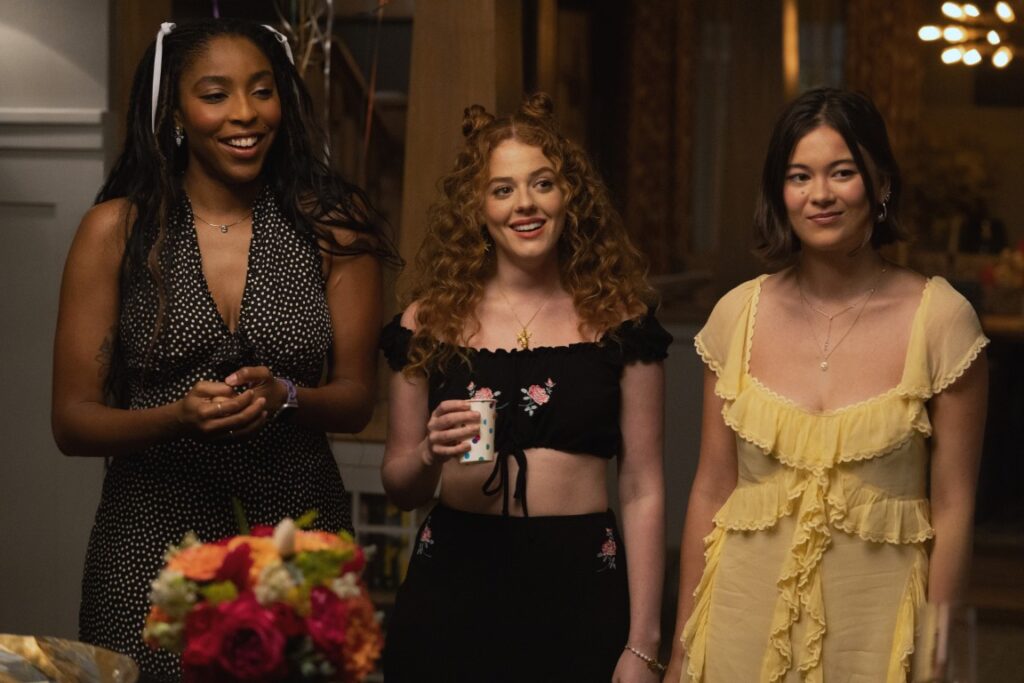 Jessica Williams, Rachel Stubington and Lukita Maxwell in Shrinking, now streaming on Apple TV.