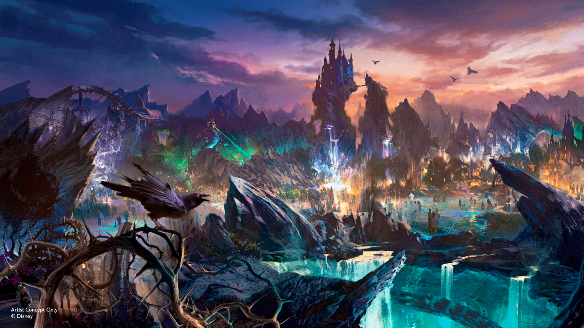 D23 2026 theme park announcements: Villains Land concept art